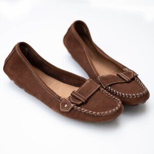 J.Crew Campbell Driving Loafers Women’s 7N Brown Suede Moccasins Made in Italy